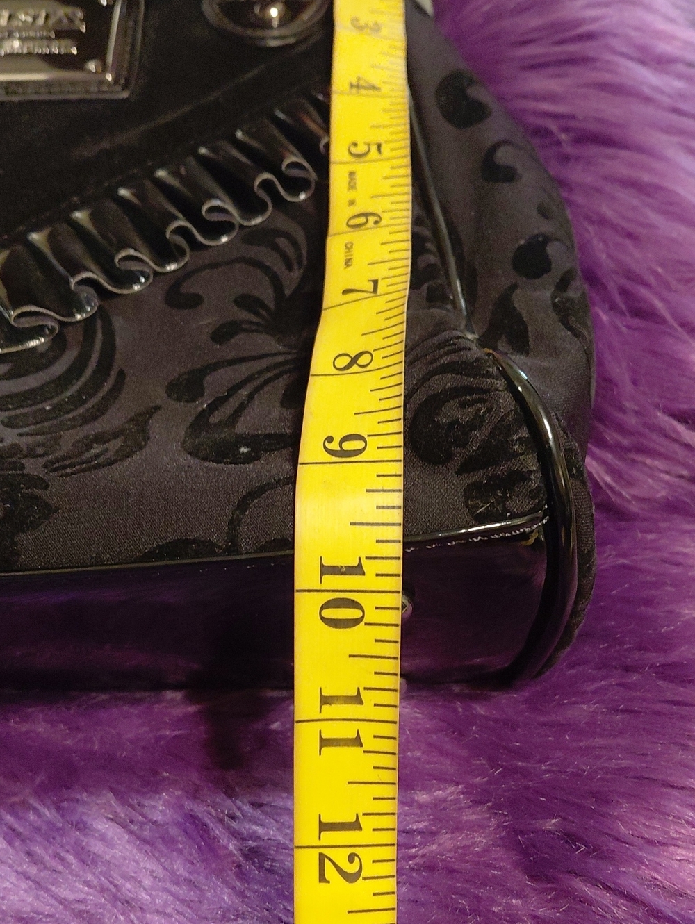 Killstar Black Velvet & Patent Gothic Satchel - Picture 14 of 15